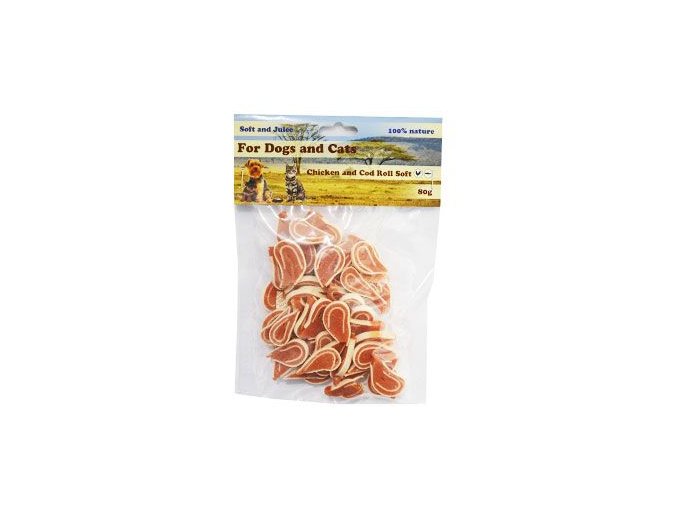 Pochoutka Kuřecí s treskou roláda měkká 80g