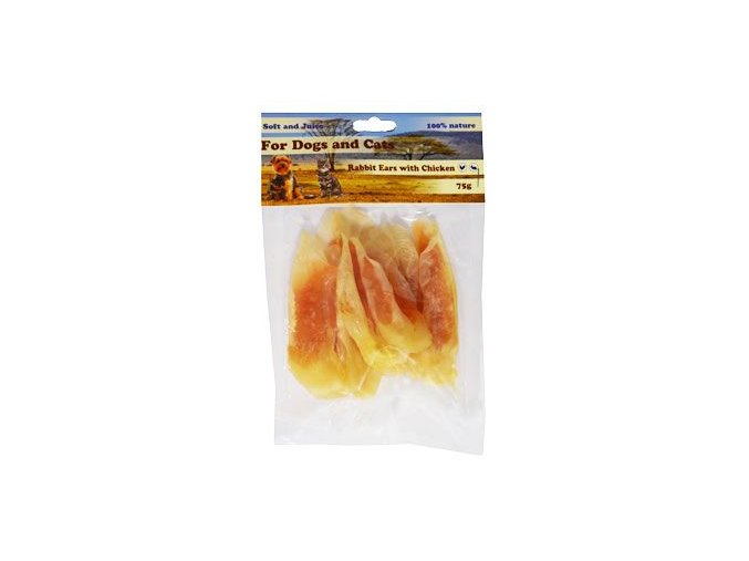 Pochoutka Králičí ucho plněné kuřecím masem 75g