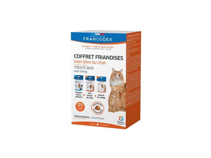 Francodex Pochoutka Box Well-being pro kočky 3x65g
