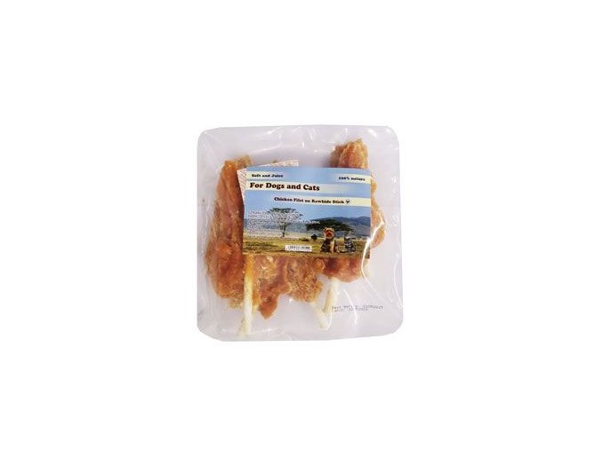 Pochoutka Kuřecí filety na tyčce z buvolí kůže 250g