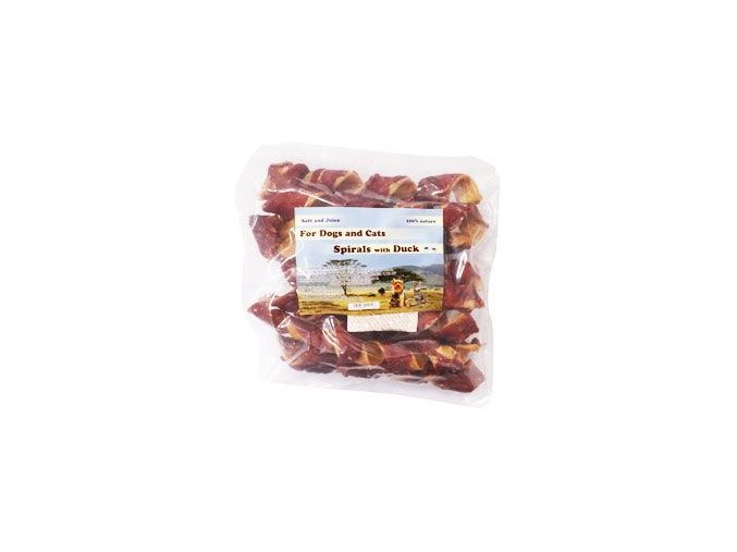 Pochoutka Spirály 15cm z vepřové kůže s kachním 10ks