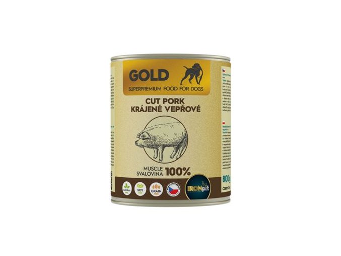 IRONpet Gold Dog Pork cut muscle konzerva 800g