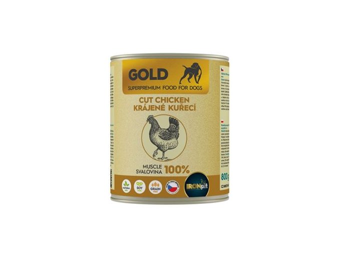 IRONpet Gold Dog Chicken cut muscle konzerva 800g