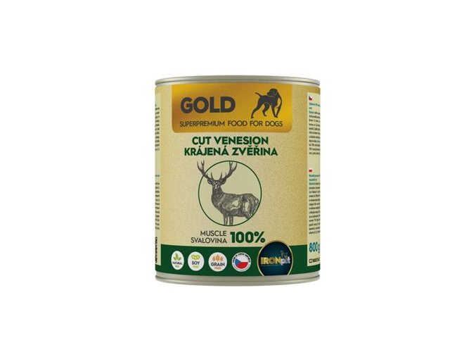 IRONpet Gold Dog Venison cut muscle konzerva 800g