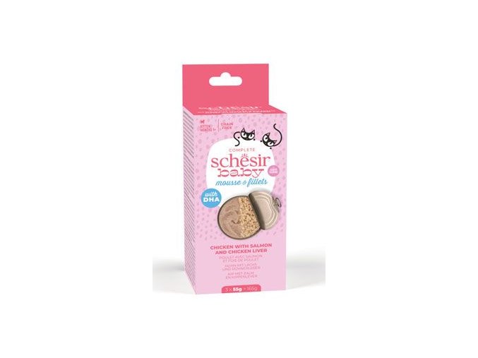 Schesir Cat konz. Kitten Mix Texture kuře/losos 3x55g