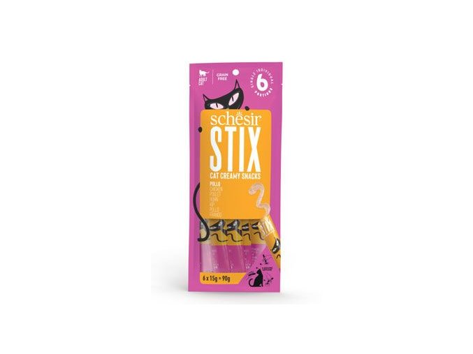 Schesir Cat pochoutka Stix Liquid Snack kuře 6x15g