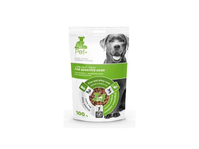Pochoutka Pet+ 3v1 pes FOR SENSIT DOGS jehněčí 100g