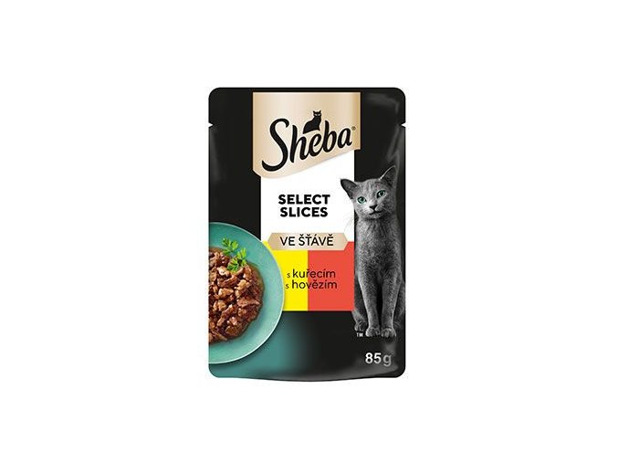 Sheba kapsa s kuřecím a hovězím ve šťávě 85g