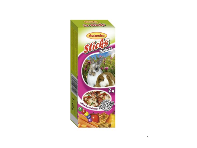 Pamlsek tyčky s vitamíny a medem pro velké hlodavce 2 ks Avicentra