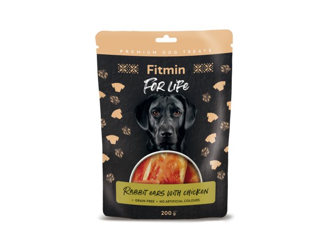 Fitmin For Life Králičí uši s kuřetem pamlsek pro psy 200 g