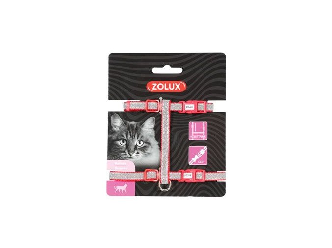 Postroj kočka SHINY nylon červený Zolux
