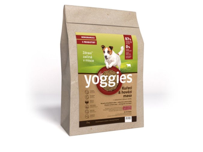 Yoggies Kuřecí&hovězí maso, minigranule lisované za studena s probiotiky (Hmotnost 2kg)