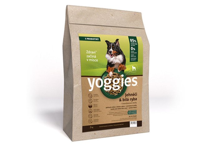 Yoggies Jehněčí maso&bílá ryba, granule lisované za studena s probiotiky (Hmotnost 2kg)