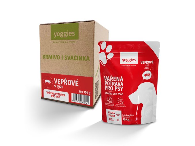 Balení vařené Vepřové maso s rýží (Hmotnost 10x150g)