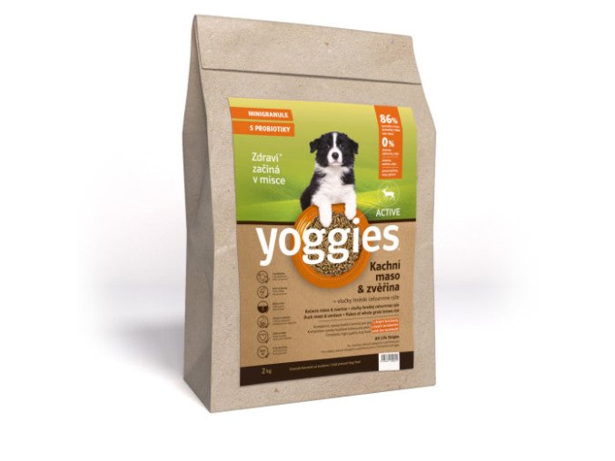 Yoggies Active Kachní maso&zvěřina, minigranule lisované za studena s probiotiky (Hmotnost 2kg)