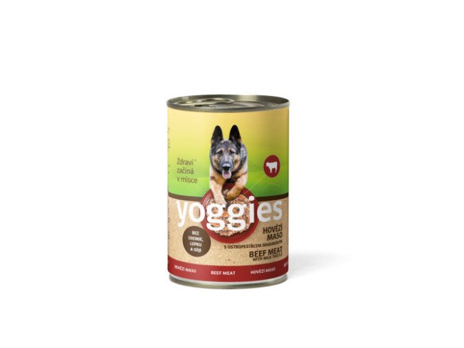 Yoggies hovězí konzerva s ostropestřcem mariánským (Hmotnost 400g)