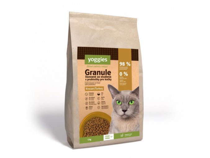 Yoggies Granule pro kočky s krocaním masem, lisované za studena s probiotiky (Hmotnost 5kg)