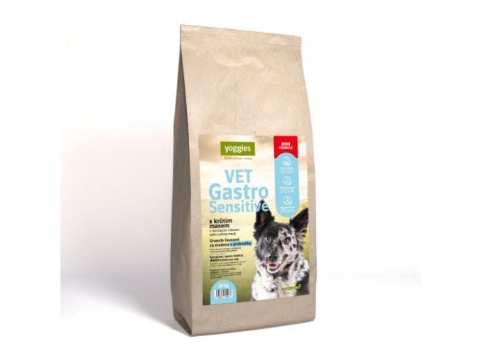 Yoggies VET Gastro Sensitive s krůtím masem, minigranule lisované za studena s probiotiky (Hmotnost 10kg)