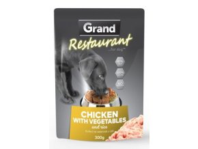 GRAND kaps. deluxe pes Restaur. kuřecí, zel. 300g