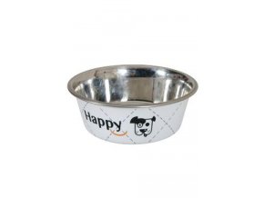 Miska nerez protiskluz pes HAPPY 25cm 2,65l bílá Zolux