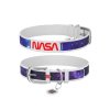 Obojek kožený NASA21 bílý (27-36cm/1,5cm)