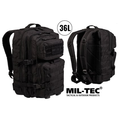 Miltec US Assault Backpack Large, batoh ruksak pánsky čierny 36l, zortex