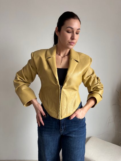 KOŽENKOVÁ BUNDA LEONIA dark yellow
