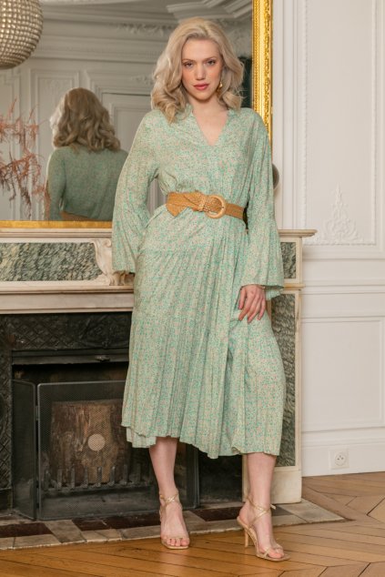 robe longue a imprime liberty coupe evasee avec fronces vert d eau 66f039ab63bcc