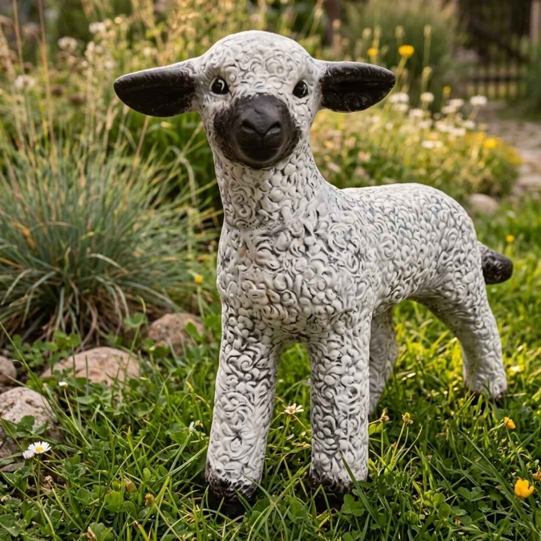 Keramická maxi ovečka v zahradě