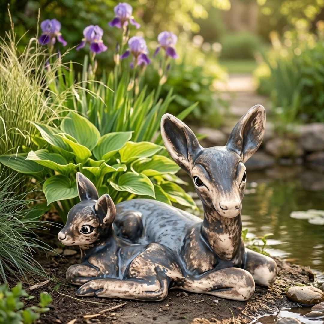 mrazuodolná keramická dekorace srnka s kolouškem léto