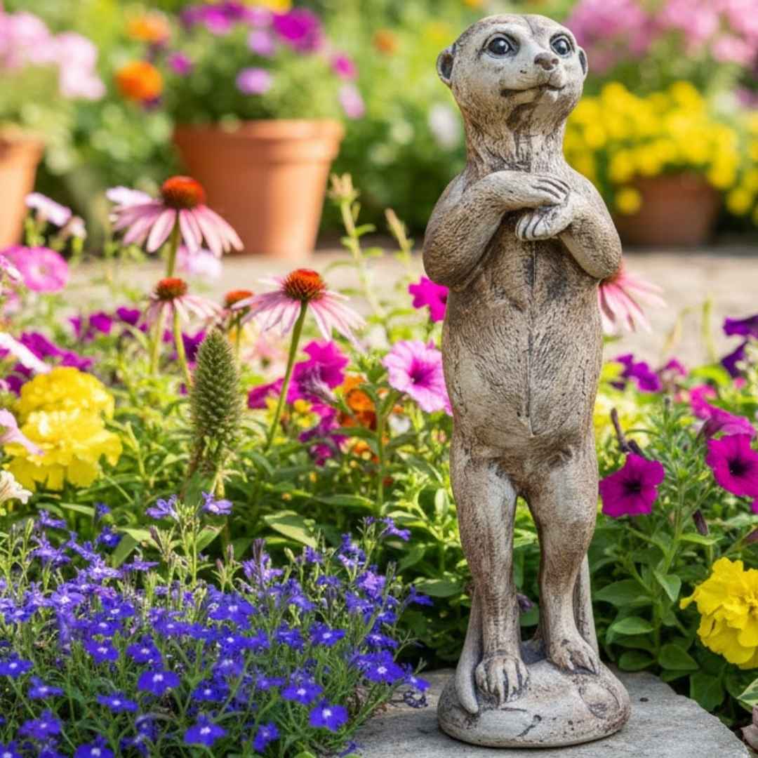 mrazuodolná keramická surikata v zahradě