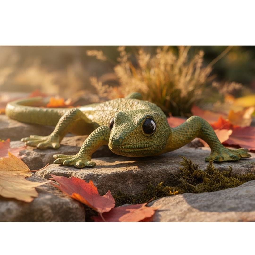 keramická ještěrka Lojzička v zahradě