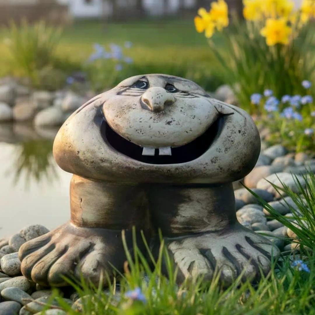 Keramický kámen Dvojzubka v jarní zahradě