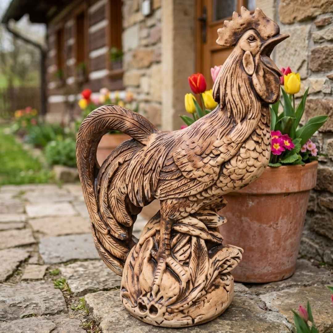 Keramický kohout na zahradě