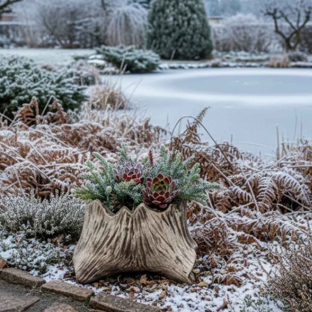 Pařez v zimě pod sněhem