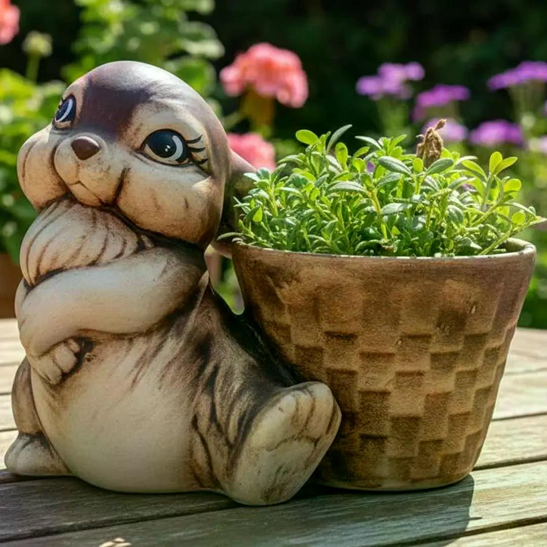 Zajíc Píďa osázený bylinkami