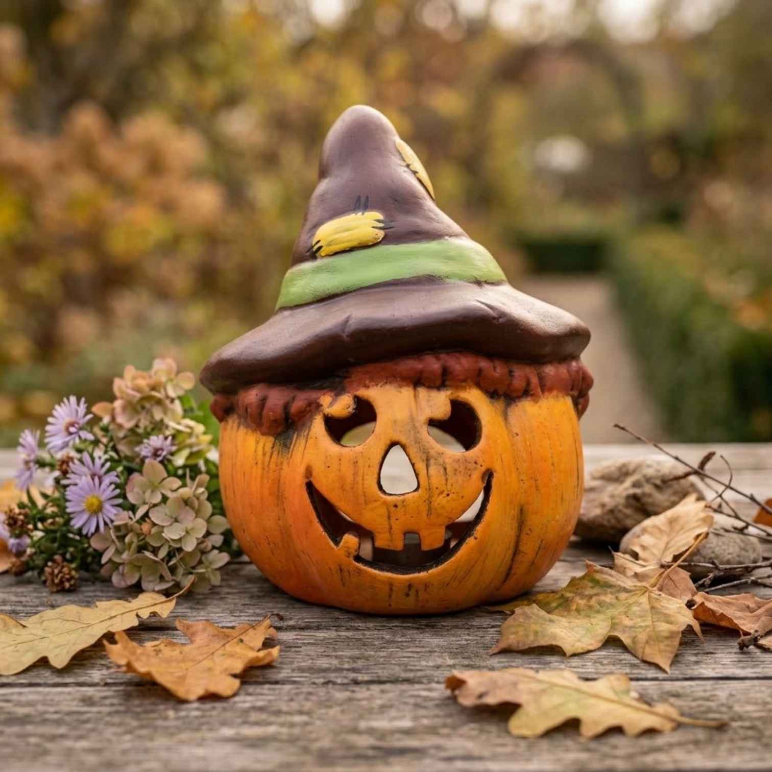 keramický svícen Halloweenská dýně
