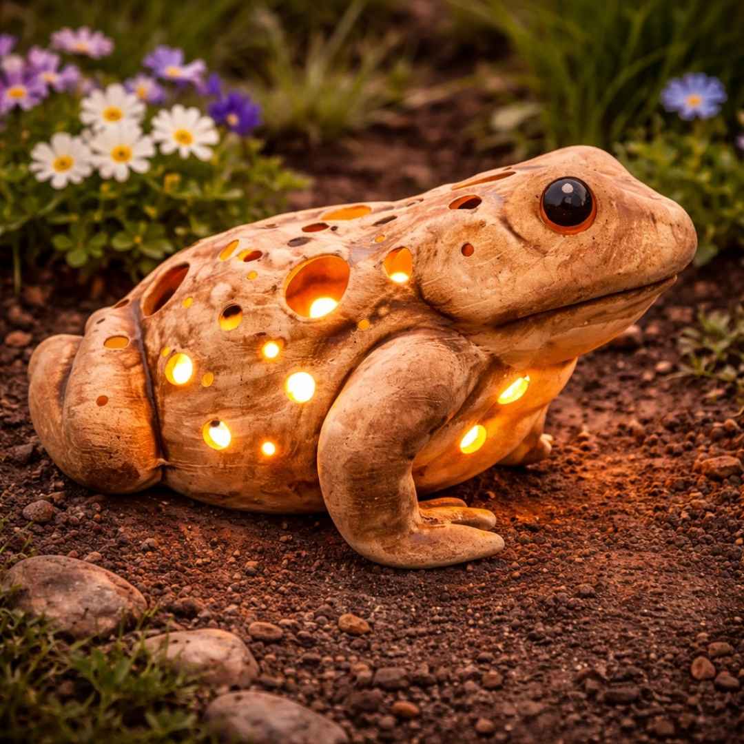 Keramický svícen žába