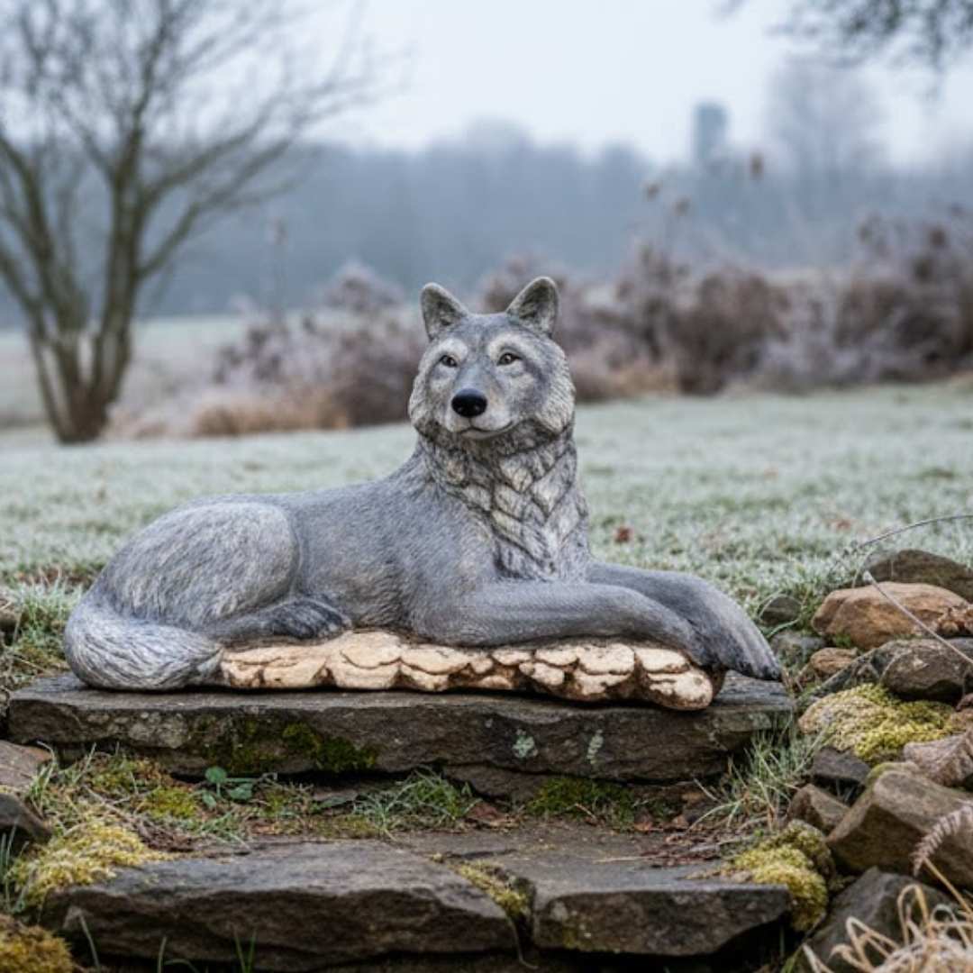 keramický vlk Tesák pod sněhem