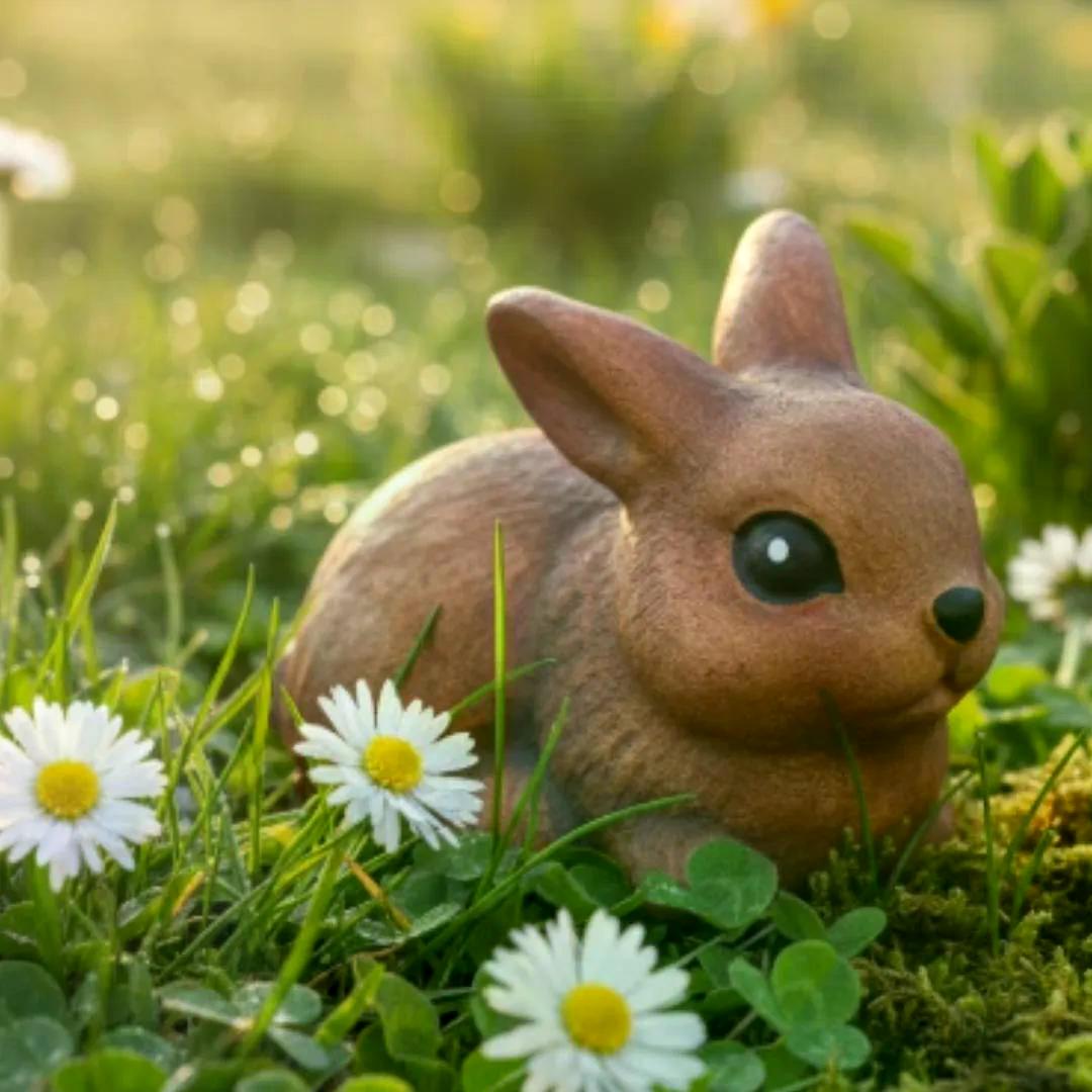 keramický zajíček Perníček v jarní kompozici