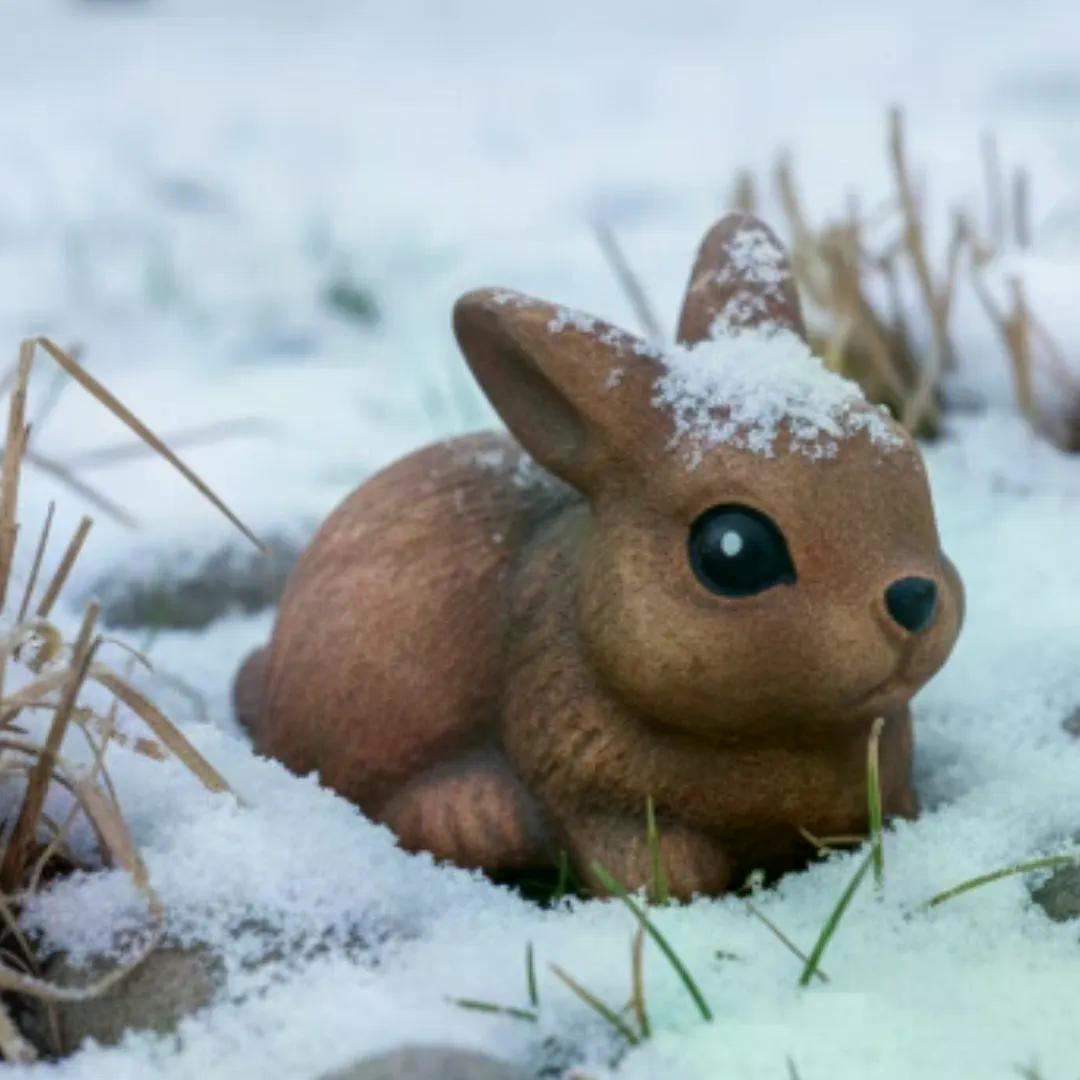 zajíček Perníček v zimním aranžmá