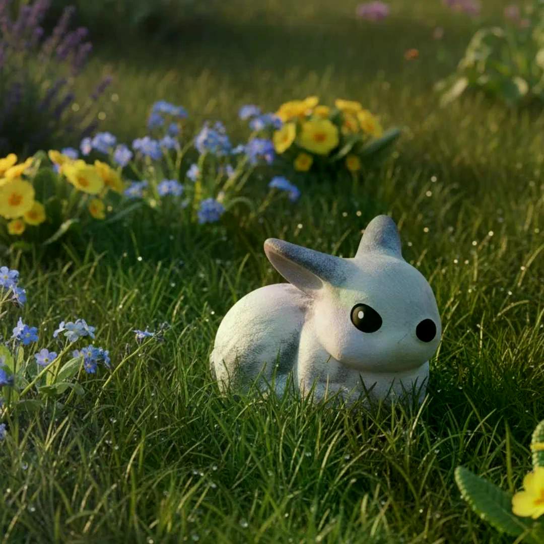 keramický zajíček Sněhulka v jarní kompozici