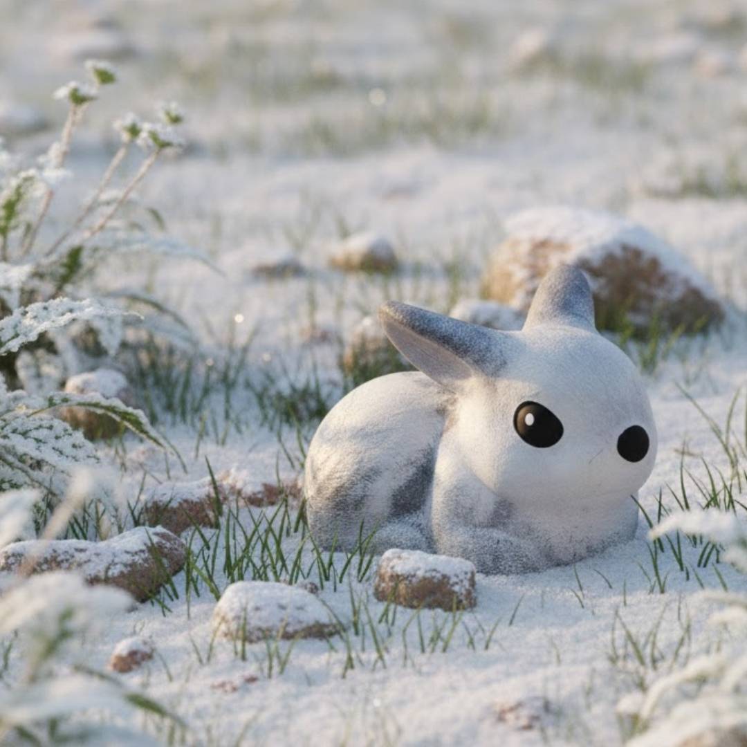 zajíček Sněhulka v zimním aranžmá