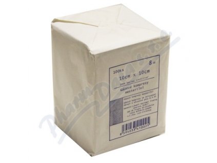 Gáza kompresní 17 vláken 8 vrstev 100 ks (Rozměr 10x10cm)