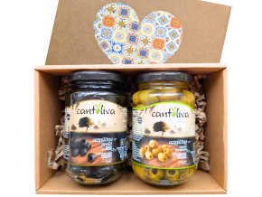 dárková sada černé a  zelené olivy