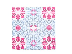 Kachlička Azulejo - podtácek - růžovo-modrá