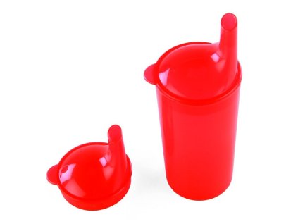 Hrnek s víčkem a pítkem (Varianta 1  barva červená)