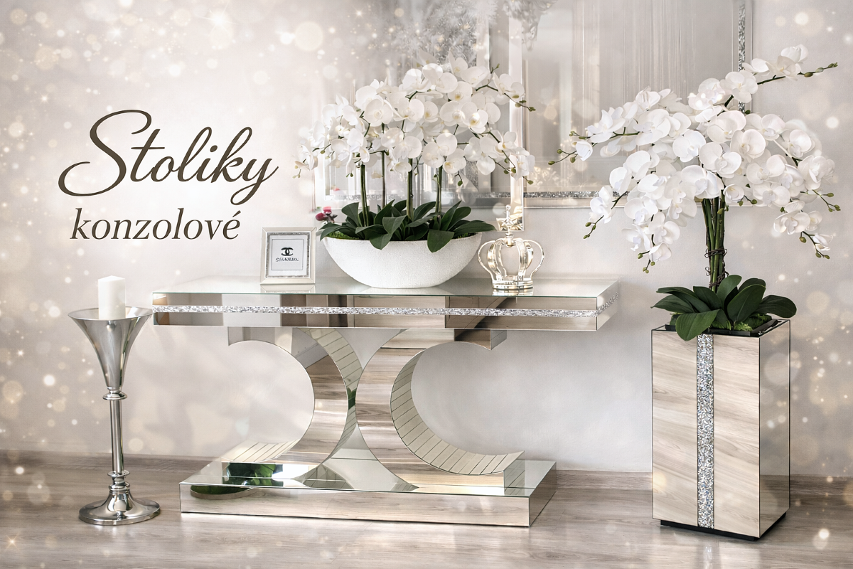 KONZOLOVÉ STOLÍKY - Zrkadlové konzolové stolíky z našej dielne – ručne vyrábané kúsky, ktoré dodajú interiéru lesk, štýl a nadčasovú eleganciu s precíznym spracovaním. - zrkadlovevyrobky.sk