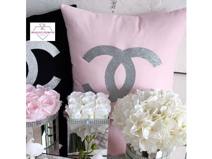 Poťah na vankúš ružový strieborné logo