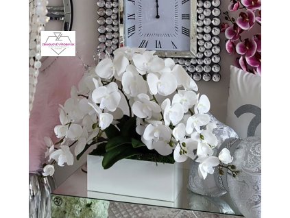 Orchidea biela v sklenenom kvetináči